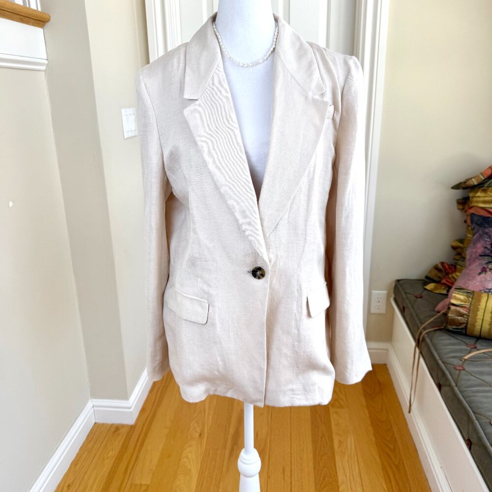 J. Crew Blazer Linen Blend Beige Willa (14) - Picture 2 of 9